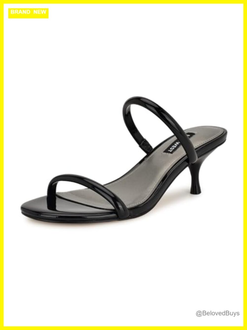 Faux Patent Leather Slip-On Kitten Heel Dress Sandals